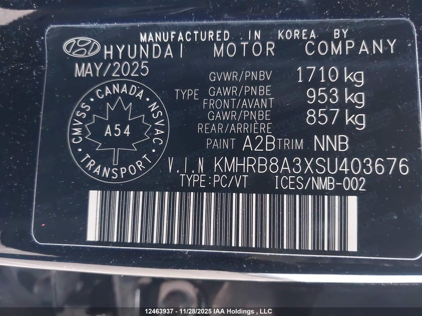 KMHRB8A3XSU403676 2025 HYUNDAI VENUE photo no. 9