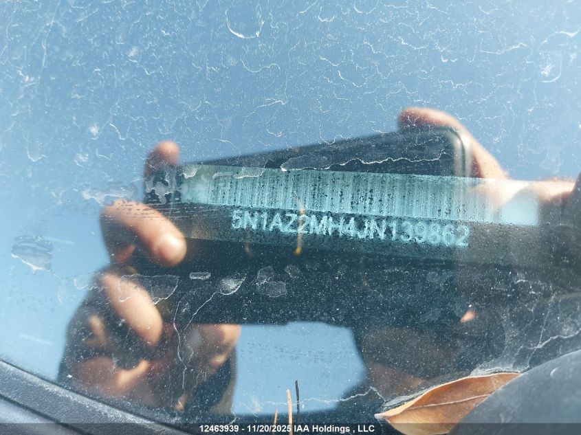 2018 Nissan Murano Midnight Edition/Platinum/Sl/Sv VIN: 5N1AZ2MH4JN139862 Lot: 12463939