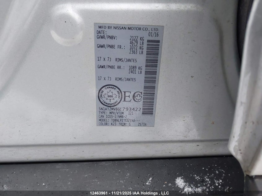 5N1AT2MV8GC793422 2016 NISSAN ROGUE photo no. 9