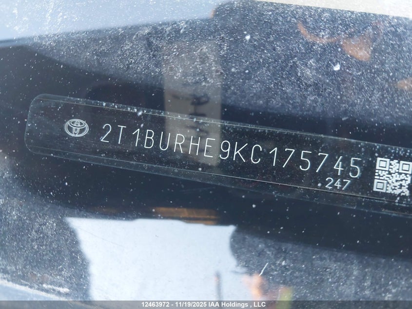 2T1BURHE9KC175745 2019 TOYOTA COROLLA photo no. 9