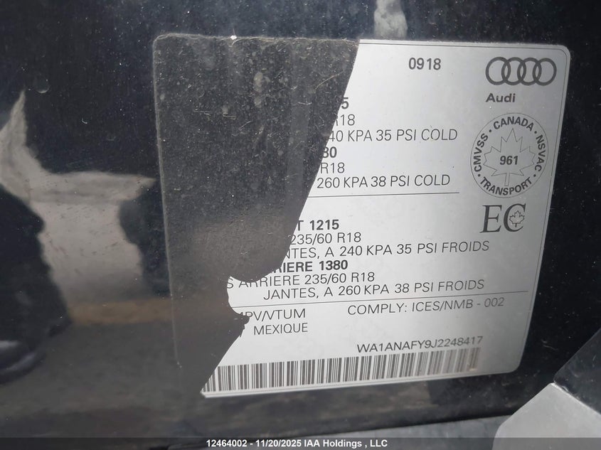 WA1ANAFY9J2248417 2018 AUDI Q5 photo no. 9