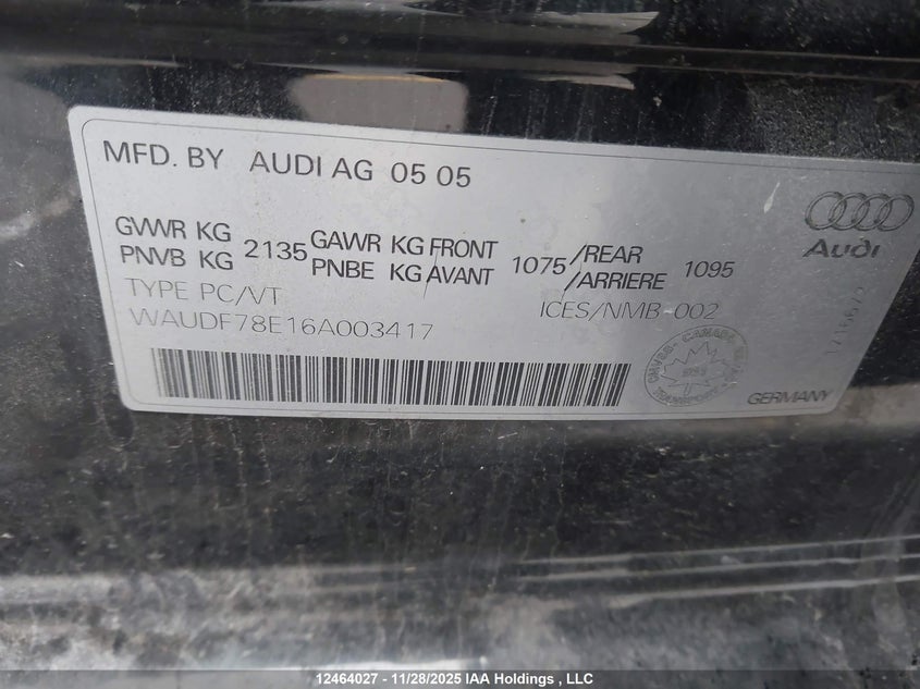 WAUDF78E16A003417 2006 AUDI A4 photo no. 18