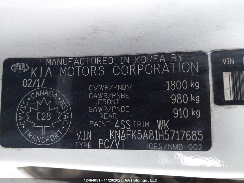 KNAFK5A81H5717685 2017 KIA FORTE photo no. 19