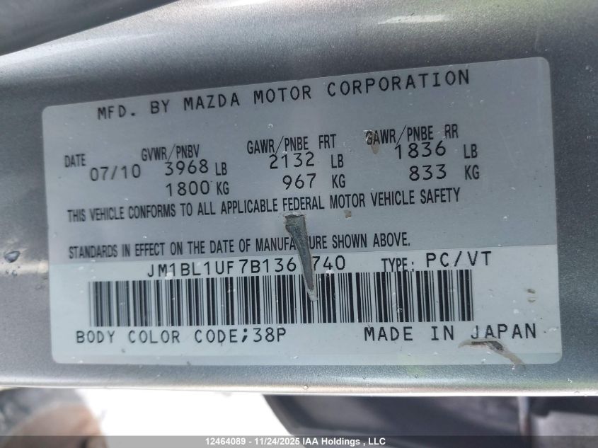 2011 Mazda Mazda3 VIN: JM1BL1UF7B1367740 Lot: 12464089