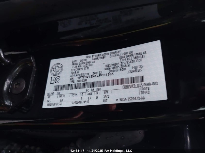 1FTEW1E41LFC61385 2020 FORD F-150 photo no. 9
