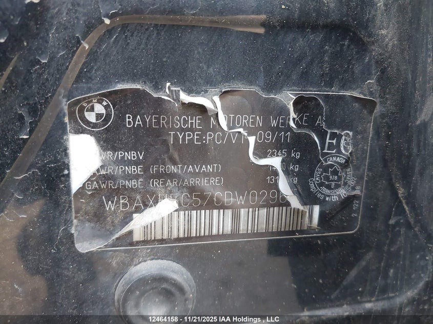 WBAXH5C57CDW02965 2012 BMW 5ER photo no. 9