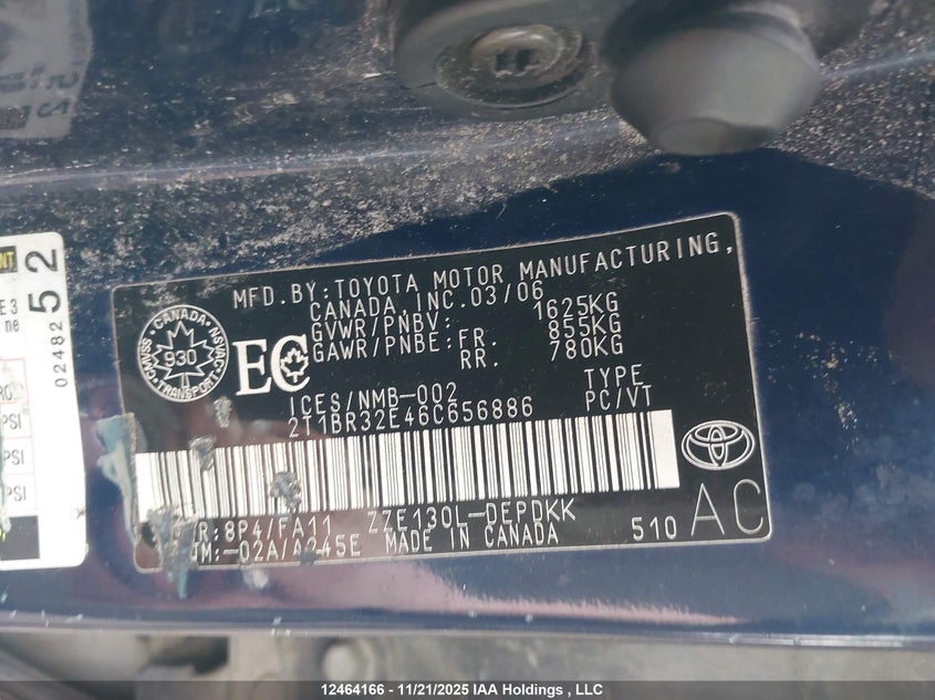 2T1BR32E46C656886 2006 TOYOTA COROLLA photo no. 9