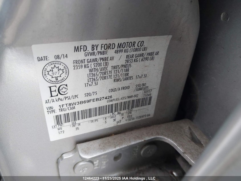 1FT8W3B69FEB27426 2015 FORD F350 photo no. 9