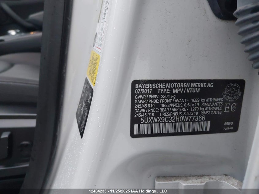 5UXWX9C32H0W77366 2017 BMW X3 photo no. 9