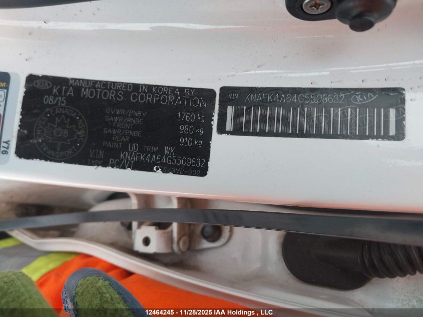 2016 Kia Forte VIN: KNAFK4A64G5509632 Lot: 12464245