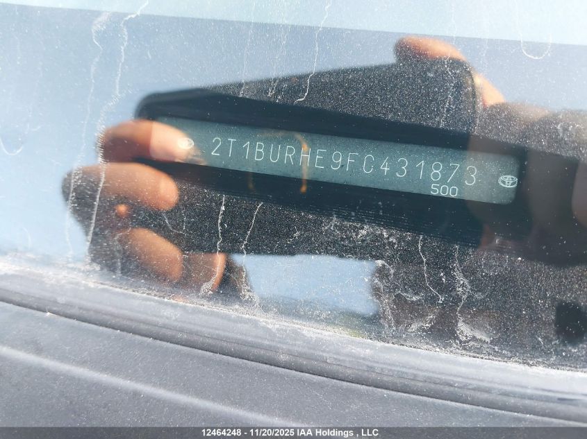 2015 Toyota Corolla S VIN: 2T1BURHE9FC431873 Lot: 12464248