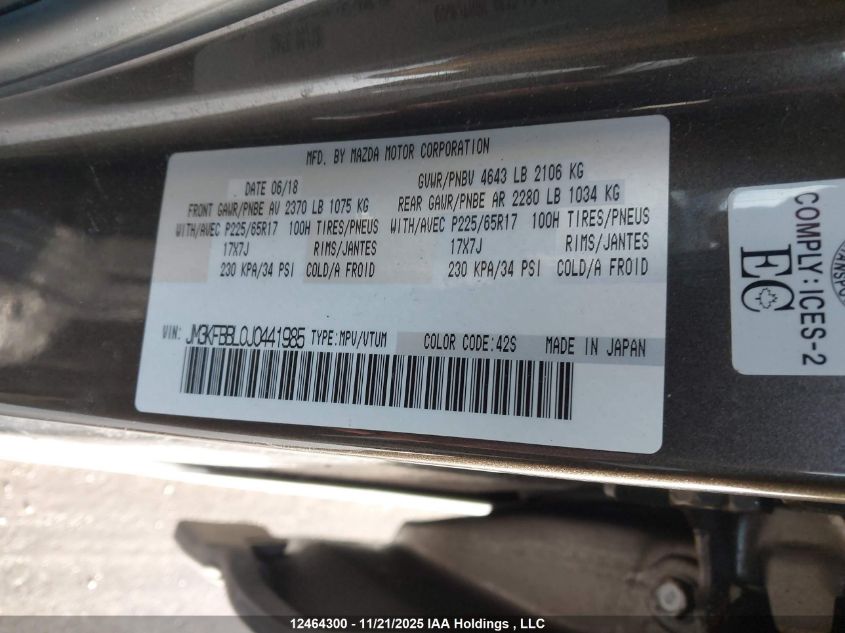 2018 Mazda Cx-5 Gx VIN: JM3KFBBL0J0441985 Lot: 12464300