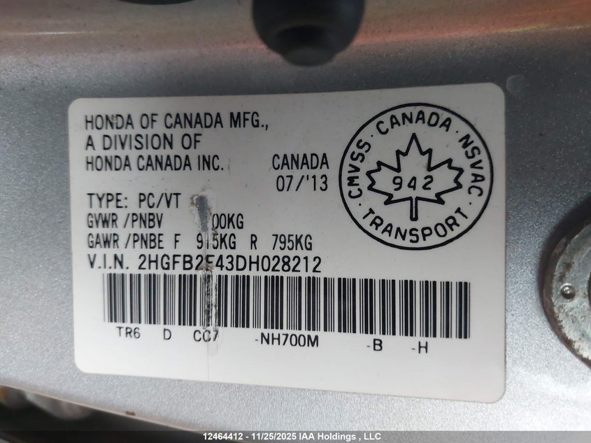 2HGFB2F43DH028212 2013 HONDA CIVIC photo no. 19