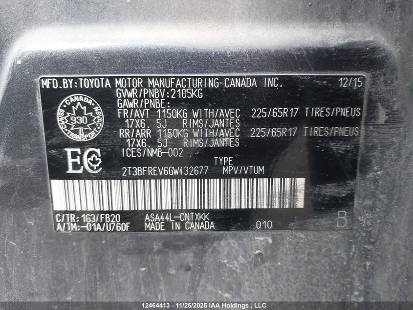 2T3BFREV6GW432677 2016 TOYOTA RAV 4 photo no. 10