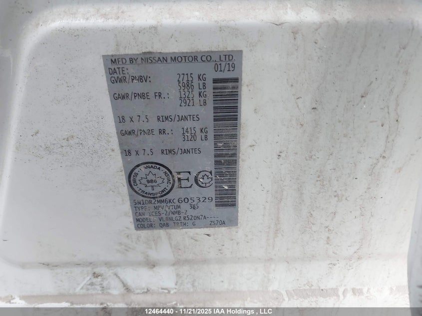 5N1DR2MM6KC605329 2019 NISSAN PATHFINDER photo no. 9