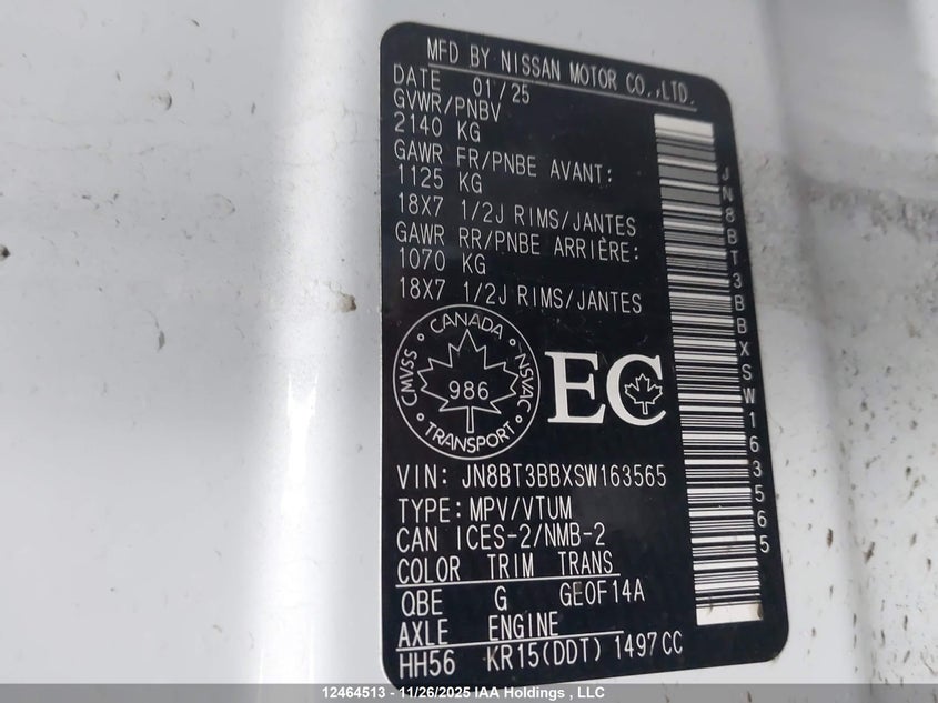 JN8BT3BBXSW163565 2025 NISSAN ROGUE photo no. 9
