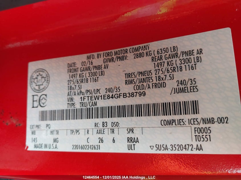 1FTEW1E84GFB38799 2016 FORD F-150 photo no. 18
