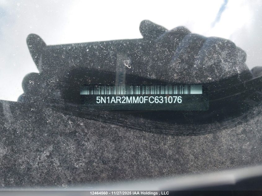 2015 Nissan Pathfinder S/Sv/Sl/Platinum VIN: 5N1AR2MM0FC631076 Lot: 12464560