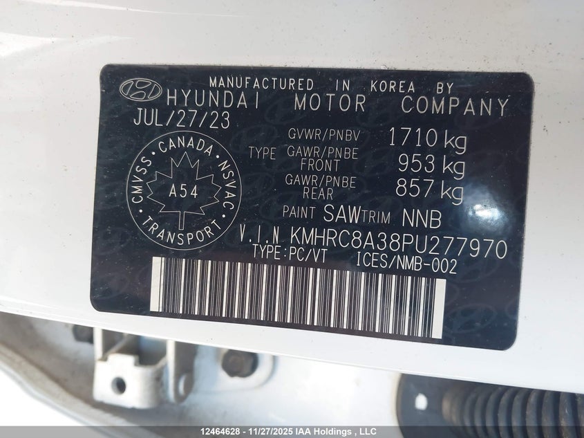 2023 Hyundai Venue Preferred VIN: KMHRC8A38PU277970 Lot: 12464628
