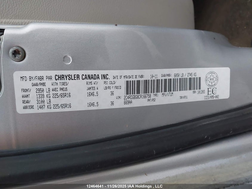 2C4RDGBG8CR166758 2012 DODGE CARAVAN photo no. 9