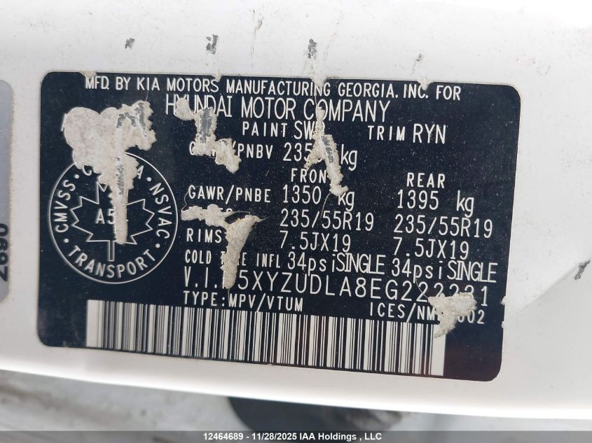 2014 Hyundai Santa Fe Sport 2.0T Se VIN: 5XYZUDLA8EG222231 Lot: 12464689