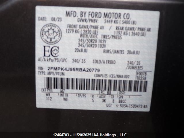 2024 Ford Edge St Line VIN: 2FMPK4J95RBA20779 Lot: 12464703