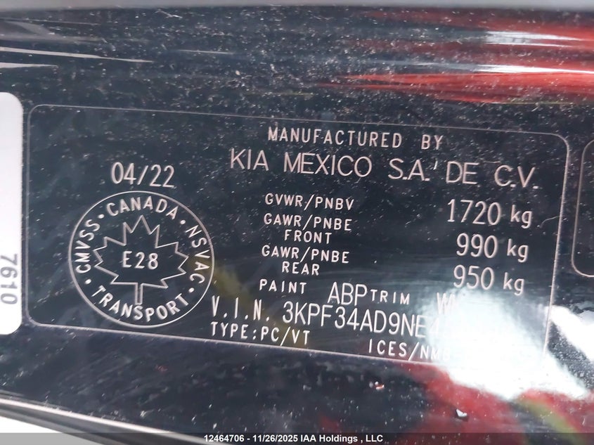 3KPF34AD9NE480998 2022 KIA FORTE photo no. 9
