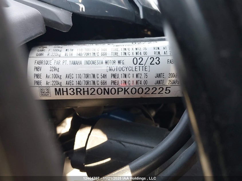 2023 Yamaha Mt-03 VIN: MH3RH20N0PK002225 Lot: 12464707