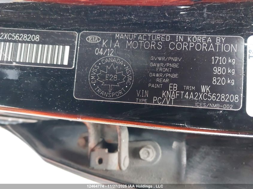 2012 Kia Forte VIN: KNAFT4A2XC5628208 Lot: 12464774