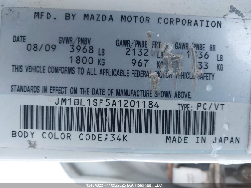 2010 Mazda 3 I VIN: JM1BL1SF5A1201184 Lot: 12464822