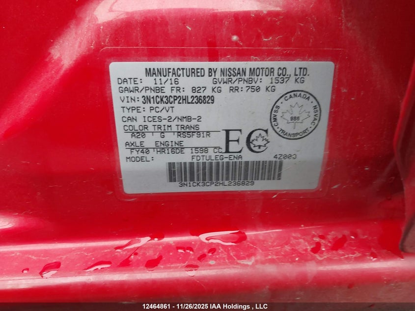 3N1CK3CP2HL236829 2017 NISSAN MICRA photo no. 9