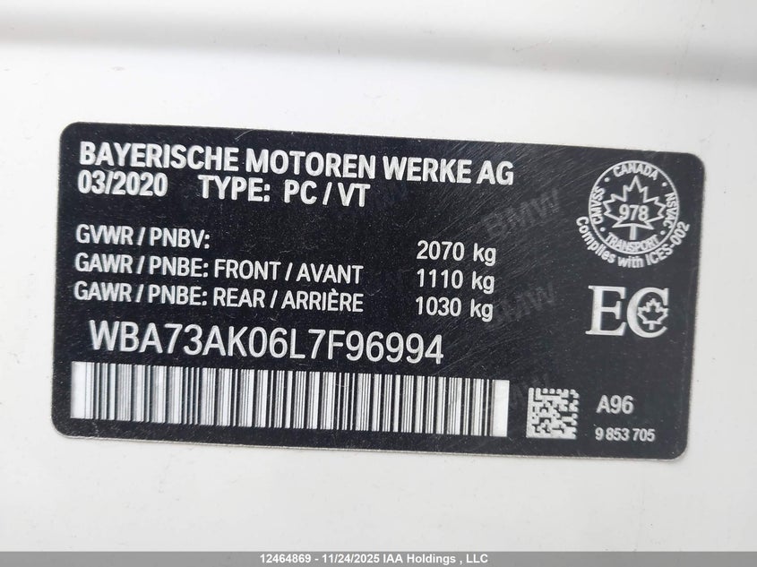 WBA73AK06L7F96994 2020 BMW 2ER photo no. 9