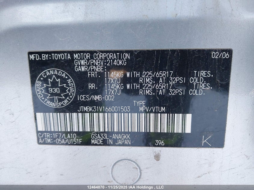 JTMBK31V166001503 2006 TOYOTA RAV 4 photo no. 9