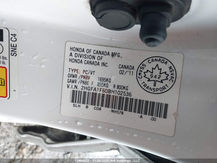 2HGFA1F60BH102536 2011 HONDA CIVIC photo no. 9
