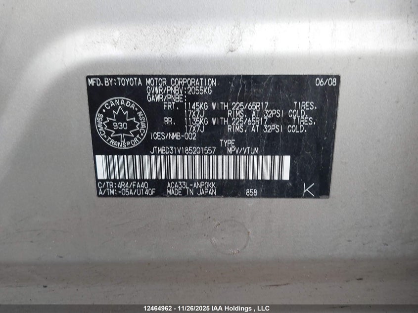 JTMBD31V185201557 2008 TOYOTA RAV 4 photo no. 18