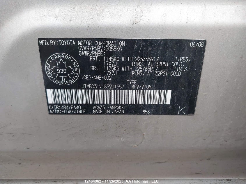 JTMBD31V185201557 2008 TOYOTA RAV 4 photo no. 9