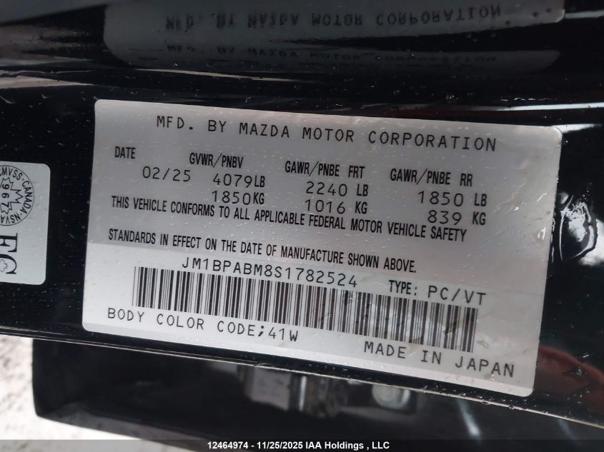 2025 Mazda Mazda3 Gx VIN: JM1BPABM8S1782524 Lot: 12464974