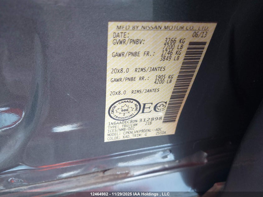 1N6AA0EC8DN312898 2013 NISSAN TITAN photo no. 9