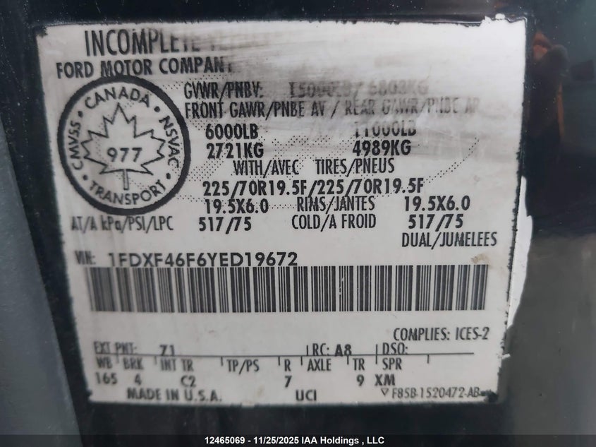 1FDXF46F6YED19672 2000 FORD F450 photo no. 9