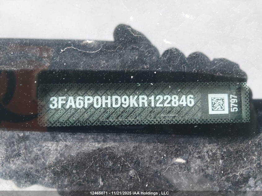 2019 Ford Fusion Se VIN: 3FA6P0HD9KR122846 Lot: 12465071