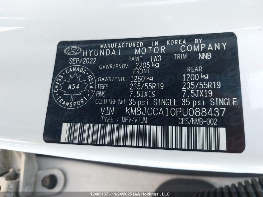 KM8JCCA10PU088437 2023 HYUNDAI TUCSON photo no. 9