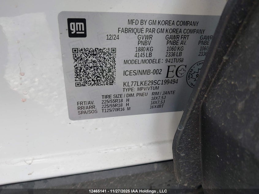 KL77LKE29SC199494 2025 CHEVROLET TRAX photo no. 9