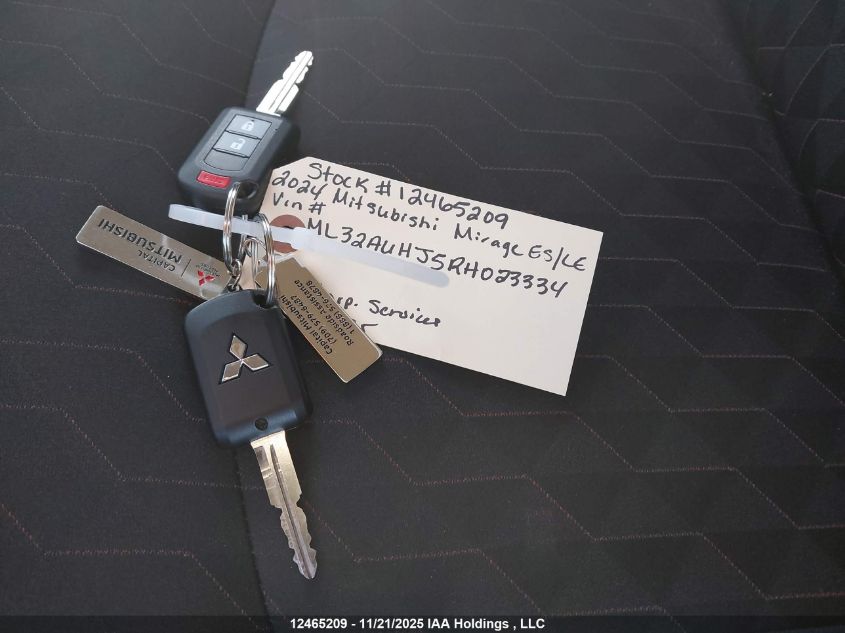 2024 Mitsubishi Mirage Es/Le VIN: ML32AUHJ5RH023334 Lot: 12465209