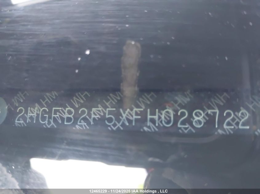 2015 Honda Civic Ex 4Dr VIN: 2HGFB2F5XFH028722 Lot: 12465229