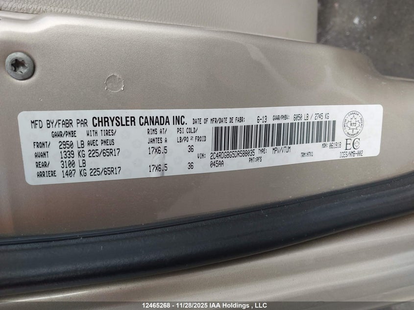 2C4RDGBG5DR588035 2013 DODGE CARAVAN photo no. 9