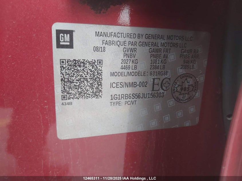 1G1RB6S56JU156303 2018 CHEVROLET VOLT photo no. 18