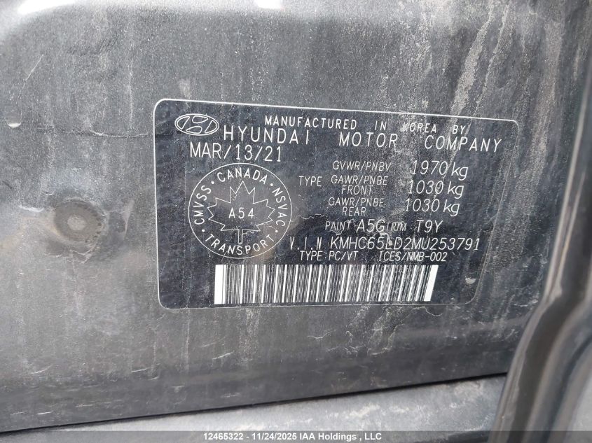 2021 Hyundai Ioniq Plug-In Hybrid Essential VIN: KMHC65LD2MU253791 Lot: 12465322