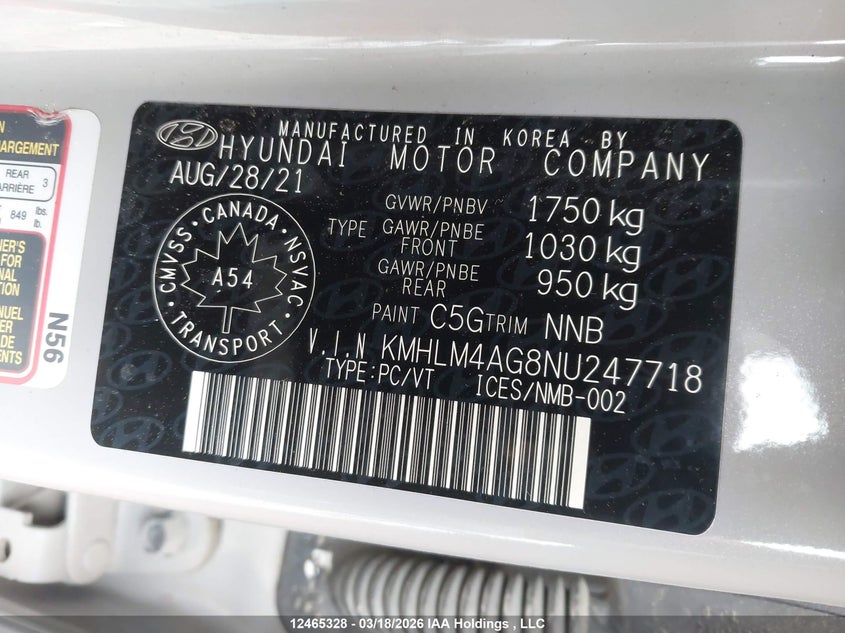 2022 Hyundai Elantra Preferred Ivt With Sun And Tech Package VIN: KMHLM4AG8NU247718 Lot: 12465328