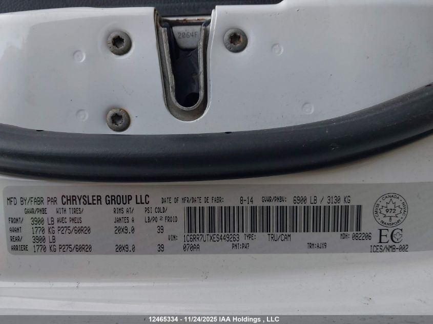 2014 Ram 1500 Sport VIN: 1C6RR7UTXES449263 Lot: 12465334