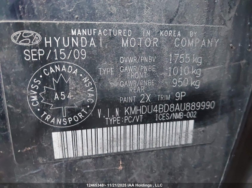 KMHDU4BD8AU889990 2010 HYUNDAI ELANTRA photo no. 9